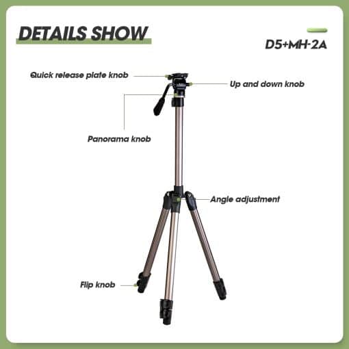 D5+MH-2A Compact Video Tripod - Image 12